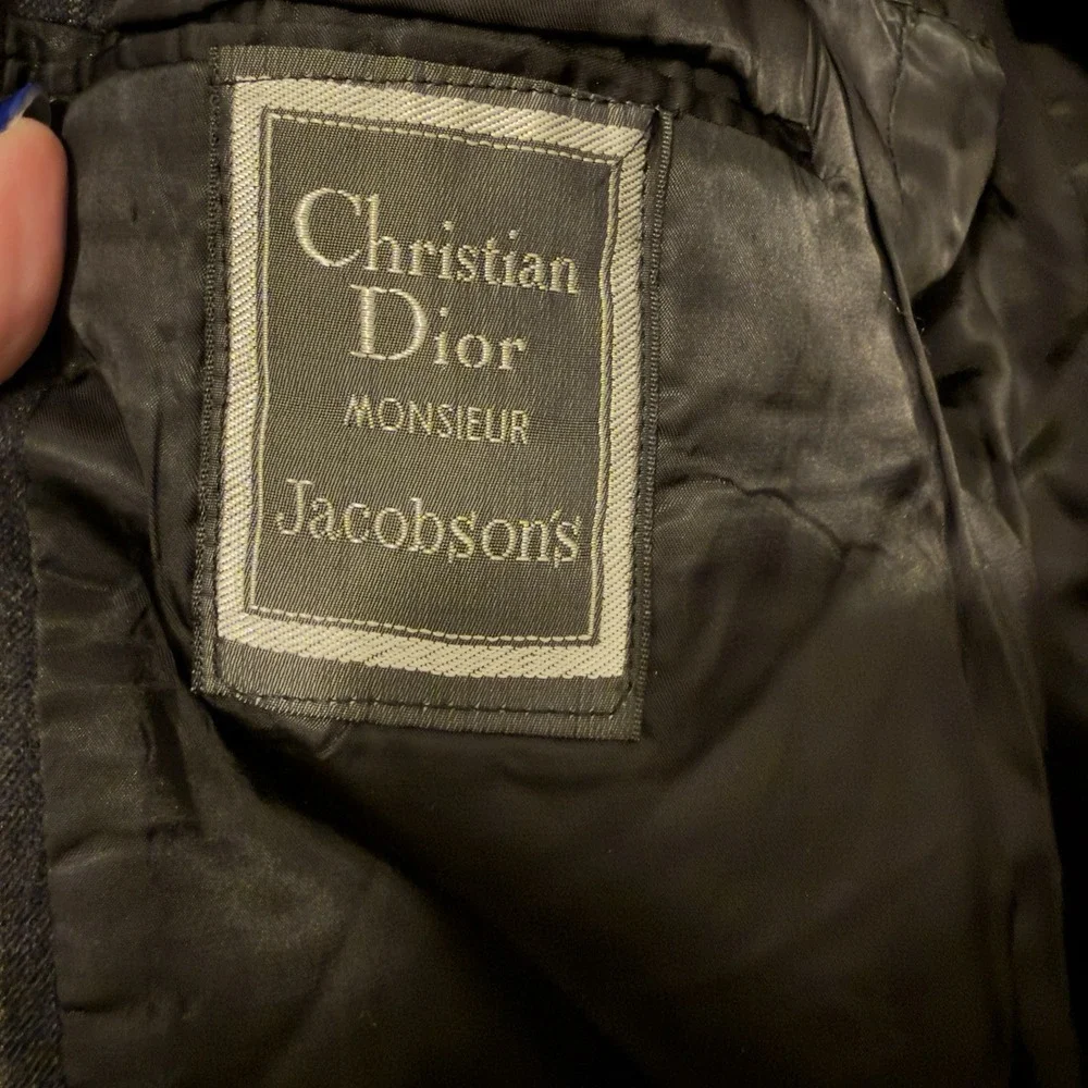 Christian Dior Monsieur Jacobson's Men's‎ Wool Dark Gray Tan Stripe Suit Jacket